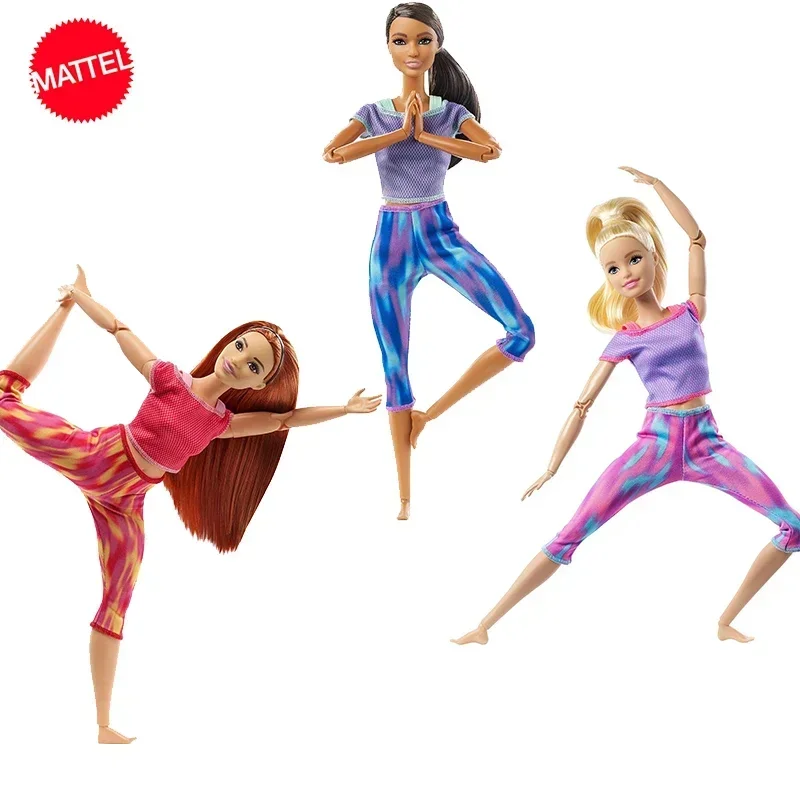 Original Mattel Barbie Yoga Doll Made Exercise To Move with Accessories Body Joint Mobility Toys for Girls Educational Prop GIft