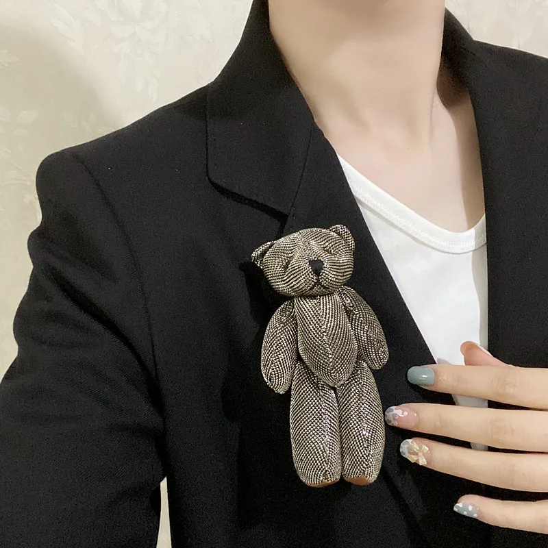 Korea cute bear brooch pins cartoon 3D doll student school uniform brooch backpack accessories for children gifts