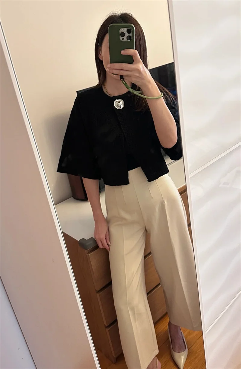 

Осенне-зимняя трикотажная куртка на пуговицах Hamptured, женский стильный дизайн, повседневный короткий топ