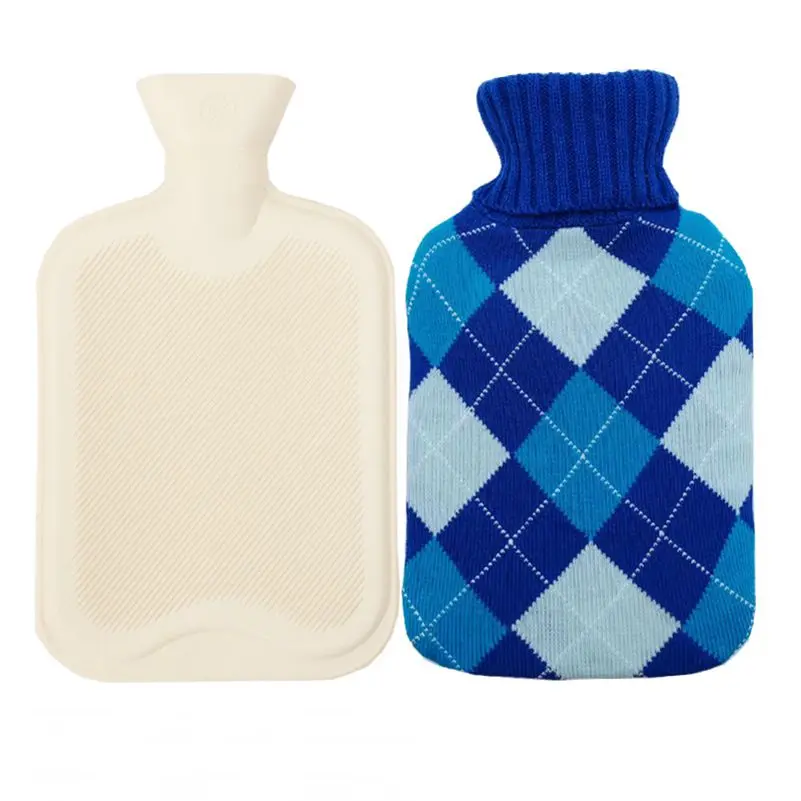 Hot Water Bag Hot Water Bottle 2 Liter with Knit Cover - Great for Cramps, Pain Relief & Cozy Nights - Water Heating Pad - Feet