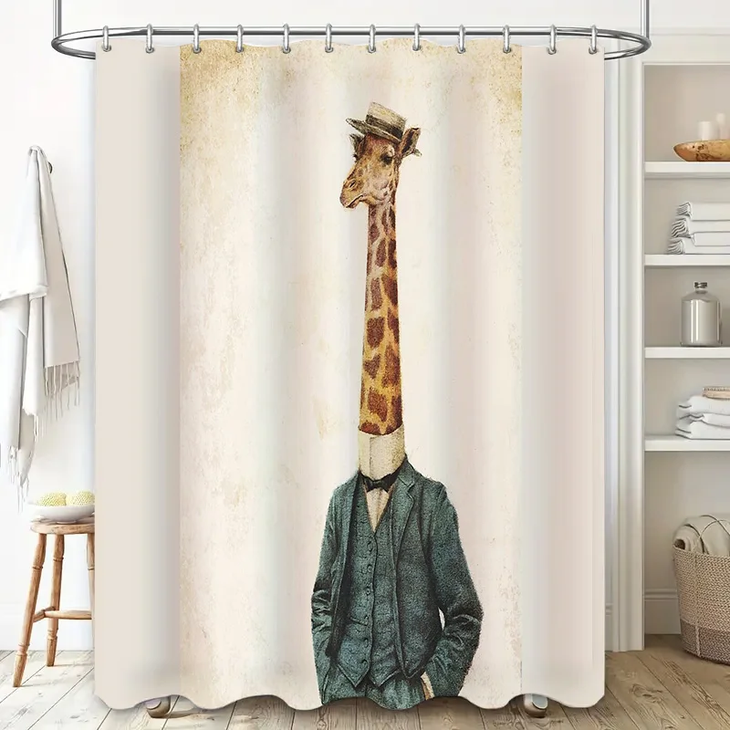 Unique Animal Shower Curtain Funny Cat Dog Portrait Bathroom Decor Modern Farmhouse Style Washroom Accessories Home Textiles