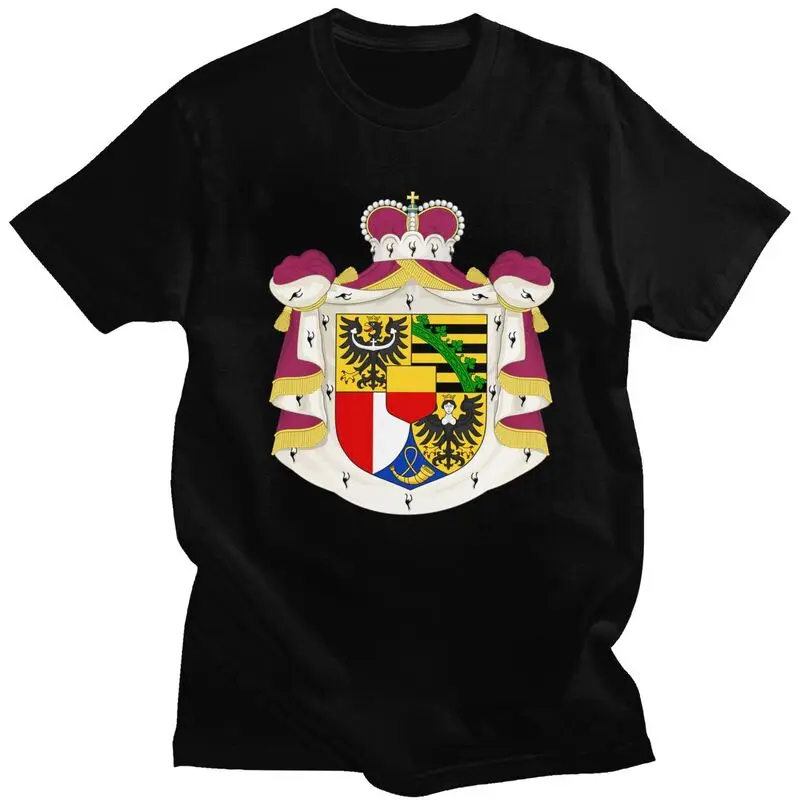 Coat Of Arms Of Liechtenstein Tshirts for Men Short Sleeved Summer T Shirt Fashion T-shirt Slim Fit Cotton Tee Tops Clothing