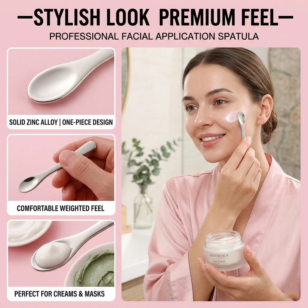 1pc Portable Skin Care Wand Zinc Alloy Facial Cream Spoon Cosmetic Spatula Eye Cream Applicator Beauty Tool Mask Scoop