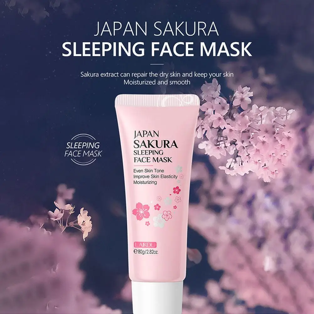 LAIKOU Sakura Sleeping Face Mask Moisturizing Firming Repairing Nourishing Brighten Skin Tone Beauty Face Care Products