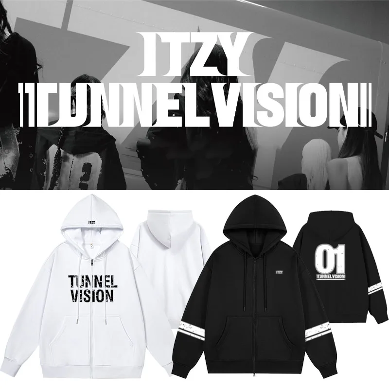 

ITZY2026 Tour Concert Tunnel Vision Spring Autumn Zipper Hoodie Jacket Loose Fit Long Sleeve Breathable Casual Sweatshirt