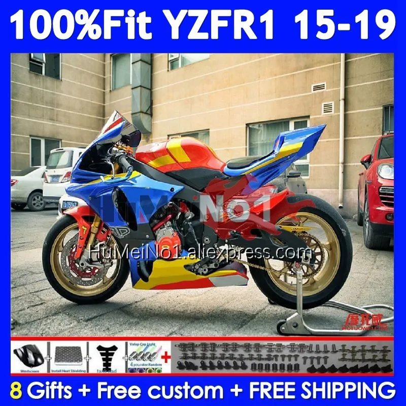 Injection For YAMAHA YZF R1 R 1 1000 YZF-R1 YZFR1 Blue yellow 15 16 17 18 19 370No.27 YZF1000 2015 2016 2017 2018 2019 Fairing