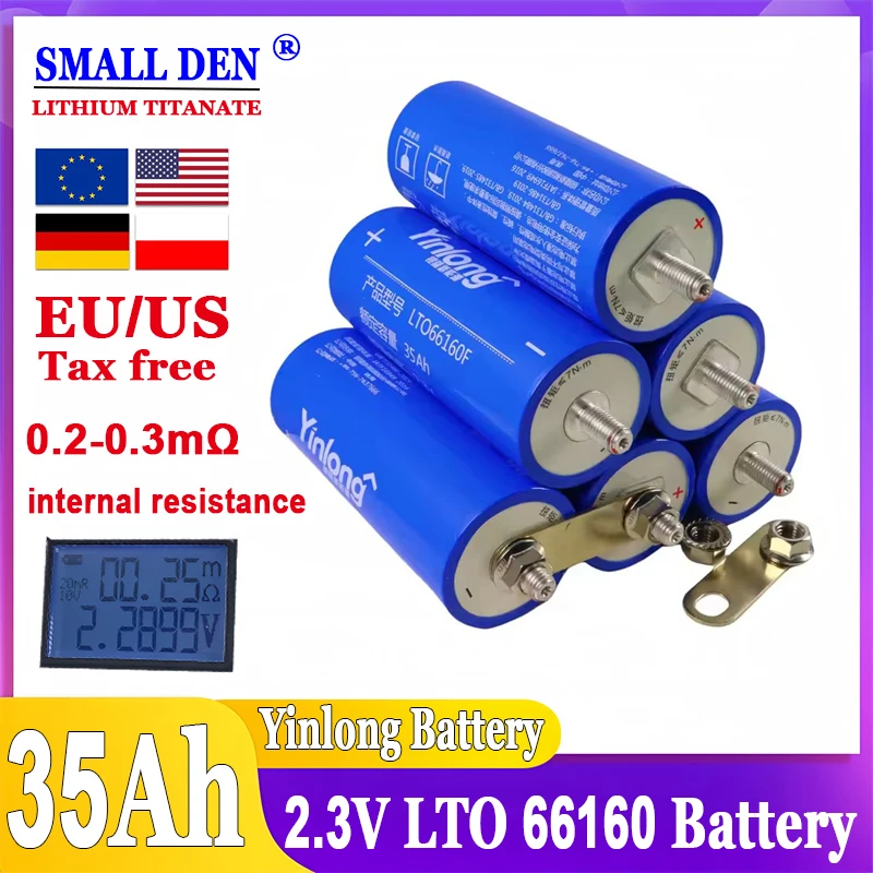 2.3V 35Ah lithium Titanate battery 100% Original Yinlong LTO66160 10C discharge DIY 12V 24V low temperature resistant batteries