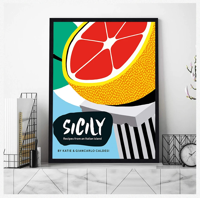 Vintage Picture Kraft Poster Coated Wall Stickers Home Decoration Gift Sicily Island Italy Orange Flower Travel Canvas Paintings