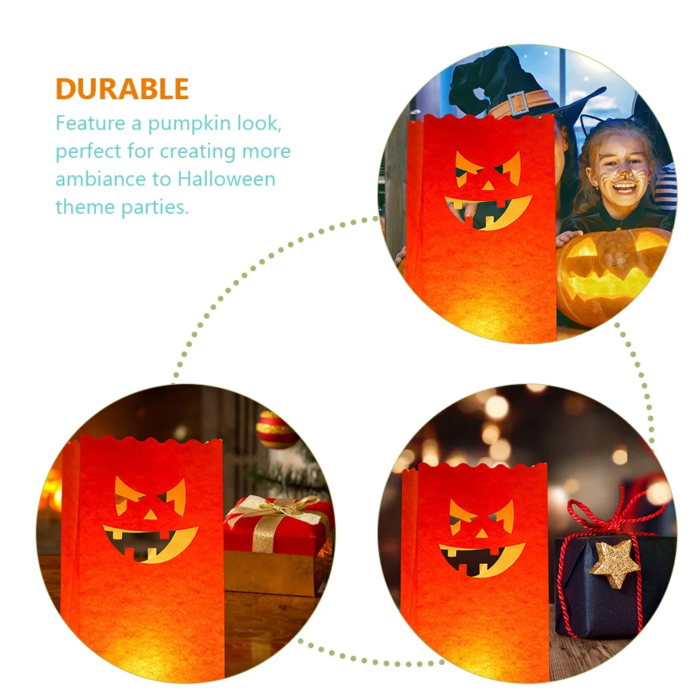 

24 Pcs Decorations Flame Retardant Pack Paper Lantern Bag Halloween Bags Tea Light Orange Pumpkin Lanterns