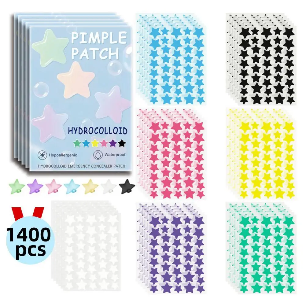 1400 Piezas de Parches de Hidrocoloide para Eliminar Granos, Coloridos, Invisibles, Transpirables, Anti-Acné, Corrector de Manchas y Marcas, Maquillaje