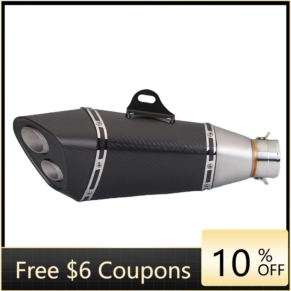

STLF Universal 51MM Motorcycle Carbon Fiber Exhaust Pipe Double Hole Exhaust Pipe Stainless Steel R11 R77