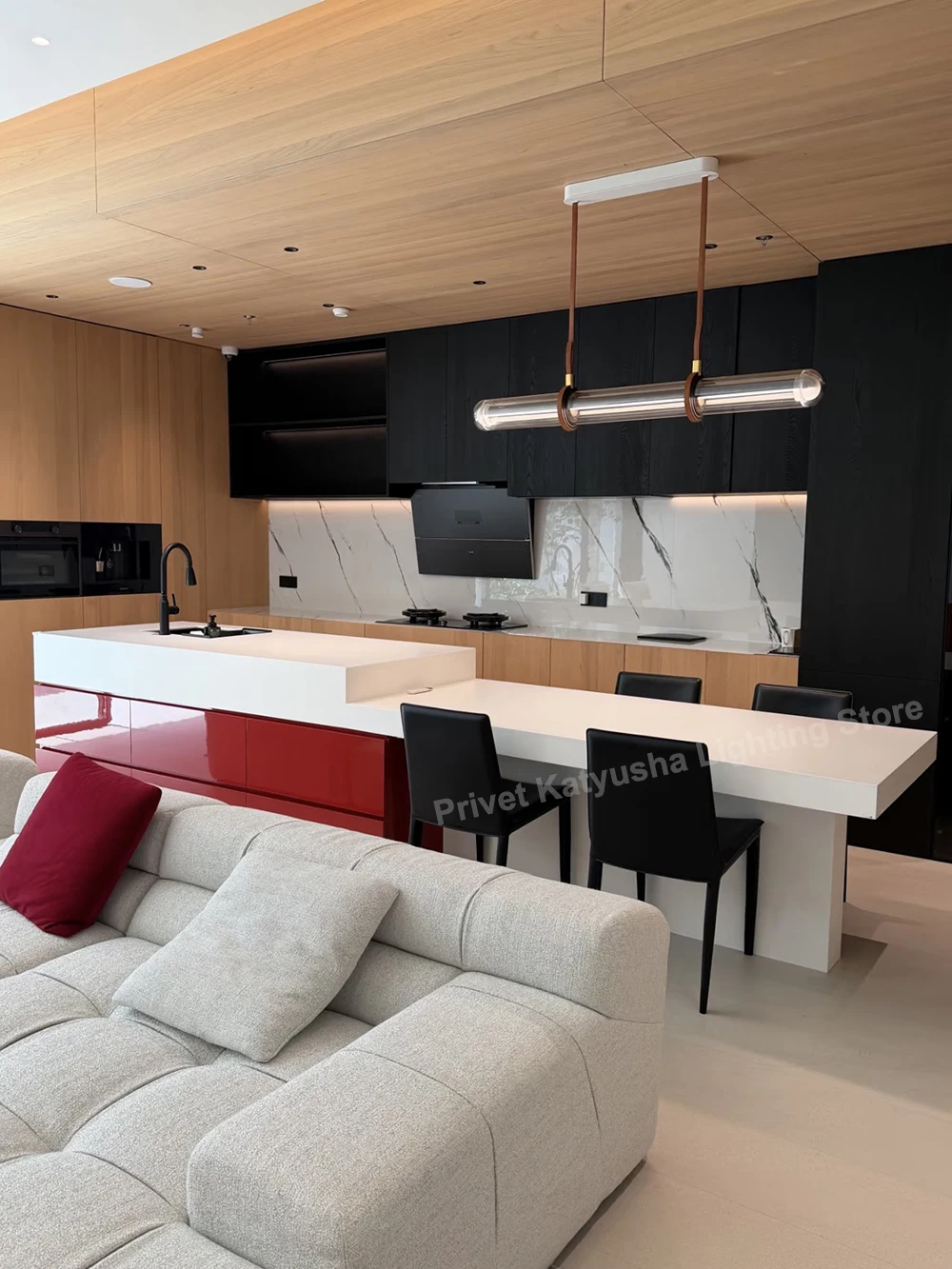 New Trend Creative Room Decor Leather Strip Pendant Light, Glass Lampshade Chandelier Long FOR Dining Room Decor Lustres