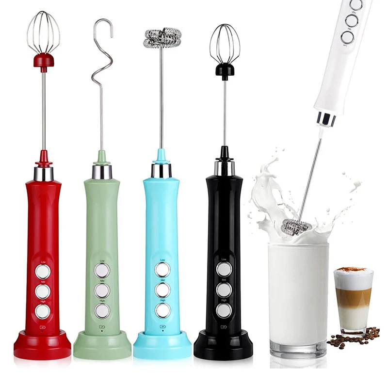 Milk Frother 3 In 1 Portable Electric Rechargeable Milk Foam Maker Handheld Foamer High Speeds Milk Coffee Frother Drink Mixer