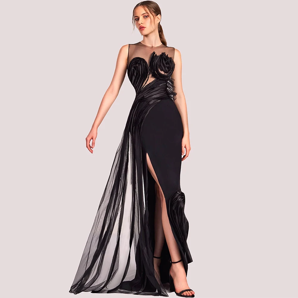 Fashion Jersey O-Neck Evening Dress Classic O-neck Homecoming Dresses Delicate 3D Flowers Customized Special Occasion Gowns