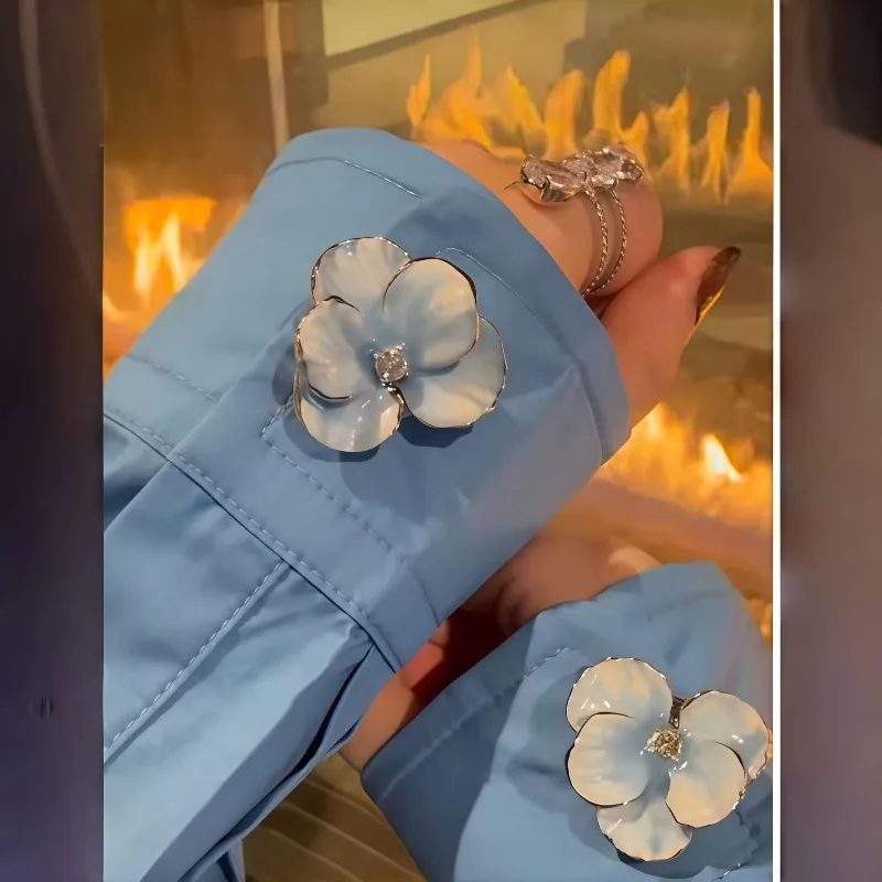Super Fairy Blue Gradient Cufflinks Shirt Formal Collar Button Clothing Accessories No Sewing Snap Fastener