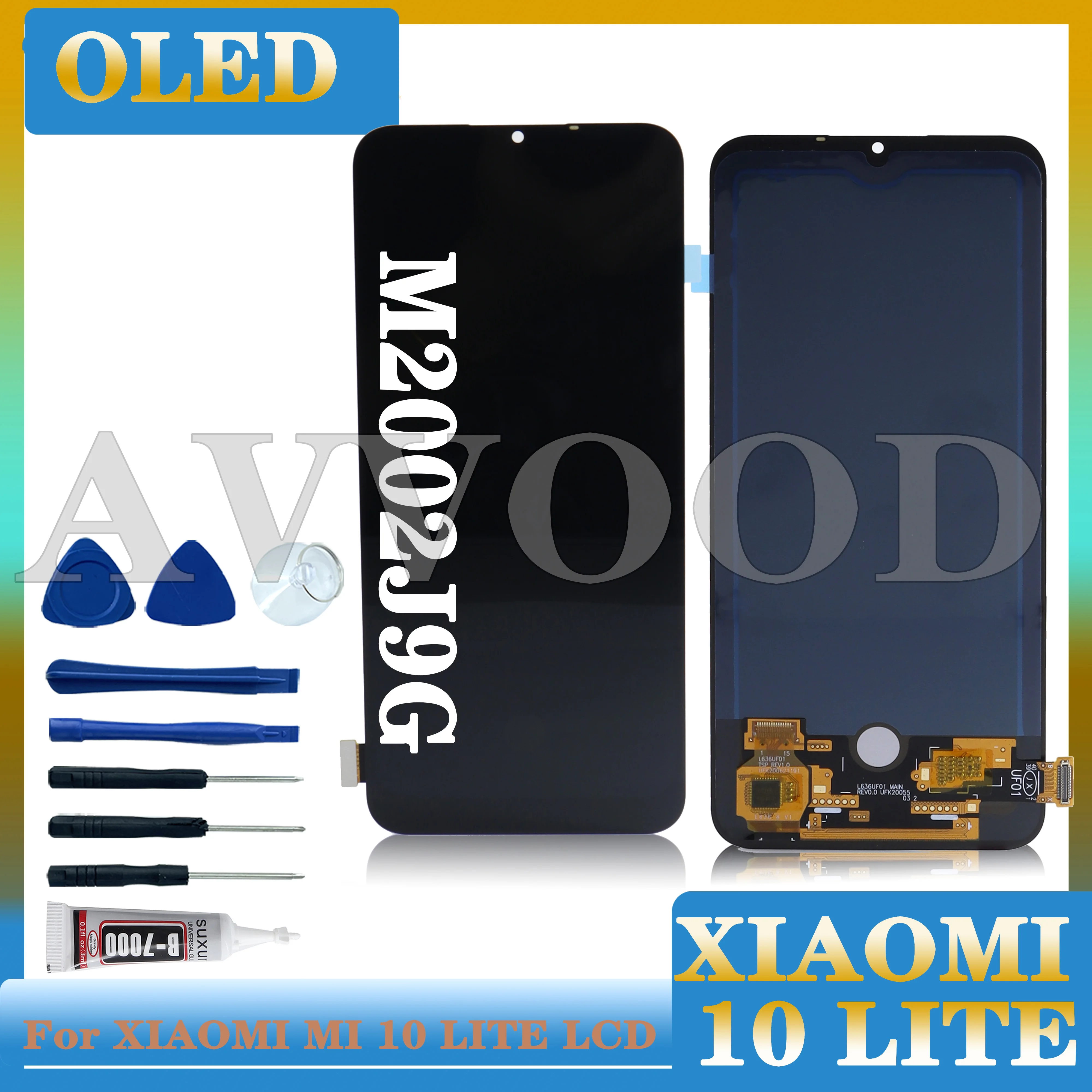 OLED Display  for Xiaomi Mi 10 Lite, LCD Touch Screen Digitizer Assembly, 5G, 6.57 "M2002J9G for Xiaomi Mi 10 Lite, LCD