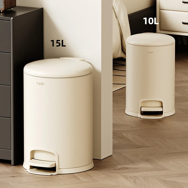 Stainless Steel Waste Bins Living Room Modern Trash Can Kitchen Food Disposal Litter Bins Bathroom Foot-operated Garbage Bucket