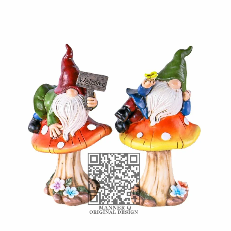 

Garden Gnome Statues Dwarf Elf Mushroom Resin Adornment Courtyard Sculpture Crafts Figurines Decoration Garden Yard Art