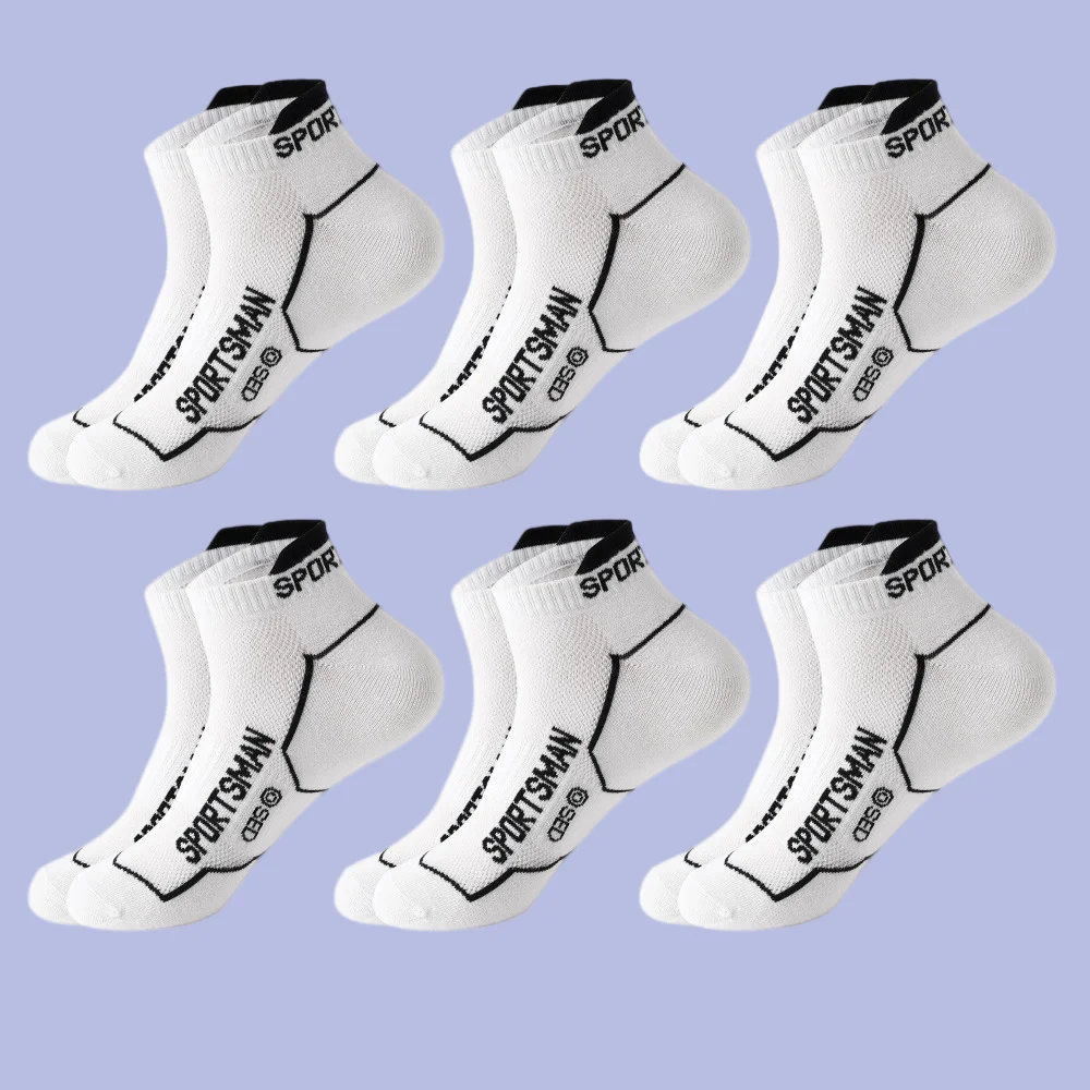 Chaussettes basses décontractées en coton pour hommes, absorbant la transpiration et dépistolet ant, chaussettes courtes, chaussettes de sport, chaussettes de course, 6 paires, 2024