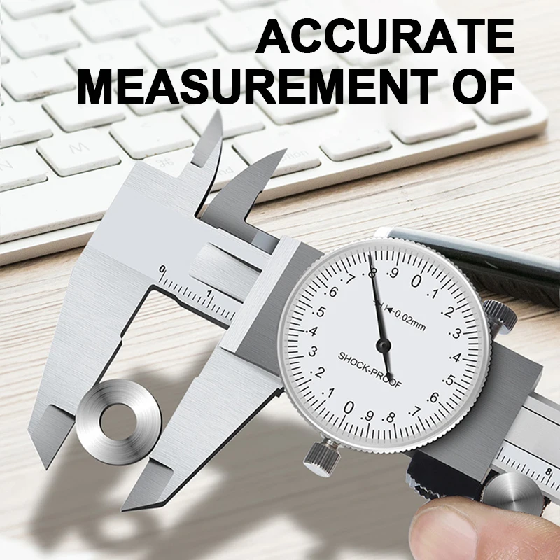 0-150-200mm Dial Caliper Stainless Steel Vernier Caliber Pachymeter Metal Gauge Ruler Carpentry Micrometer Depth Measuring Tools