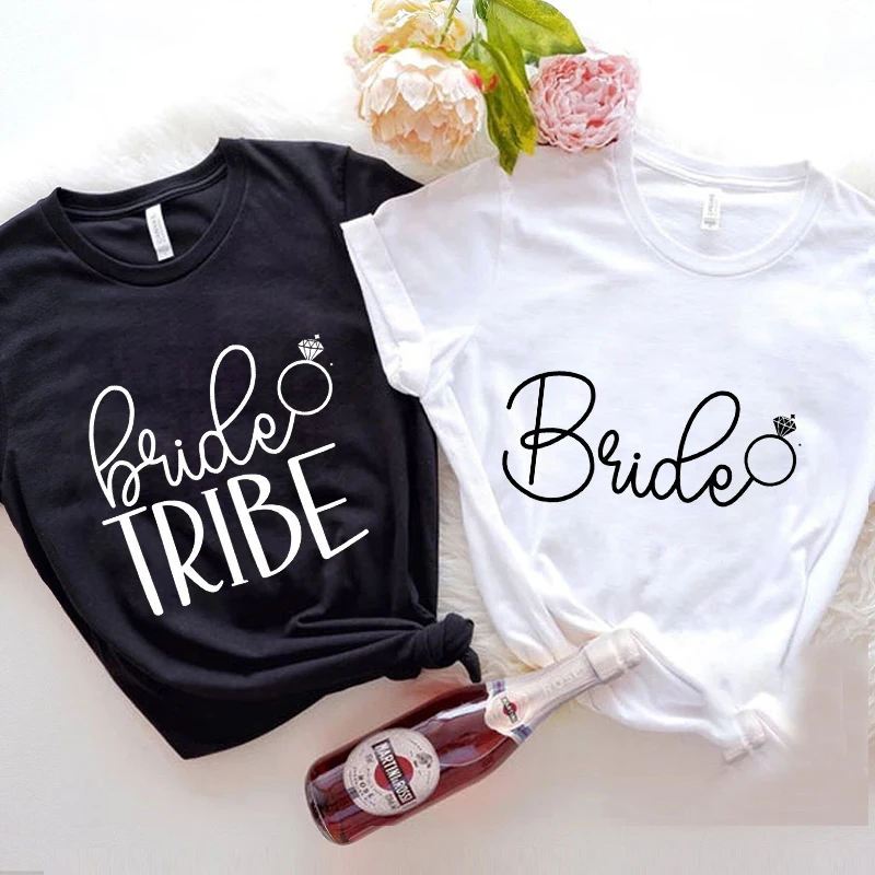 Bridal Wedding T-shirt Women Bachelorette Single Farewell Party Tee EVJF Shirt Team Bride Tribe Bridesmaid Tops Female Clothing