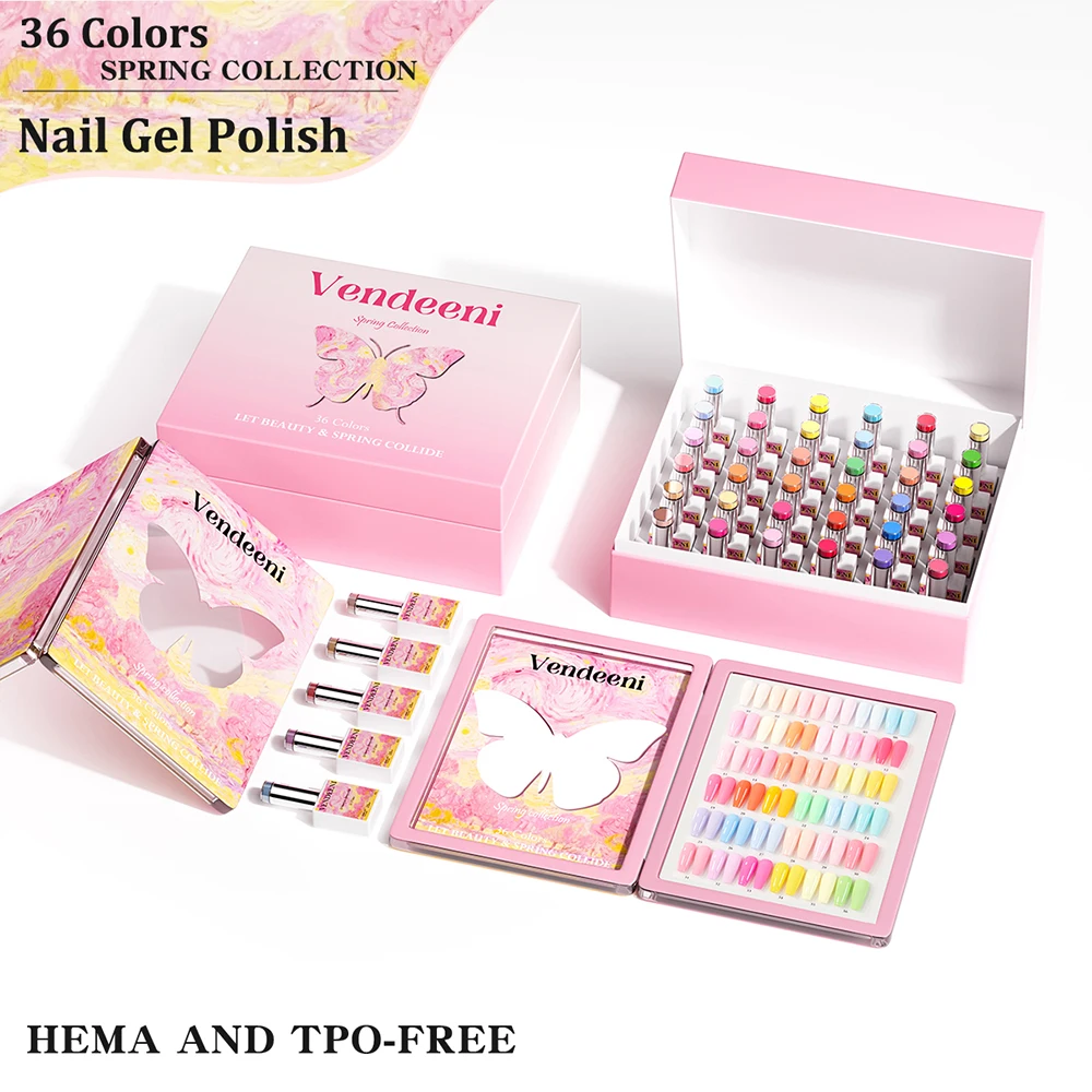Vendeeni 36 Farben/Set Frühlings-Candy Einfarbiger Gel-Nagellack TPO HEMA-FREI Hochpigmentierter UV-Soak-Off-Gel-Lack mit Display – Detail 12