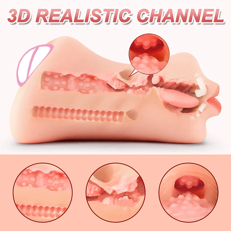 Portable TPE Male Masturbation Toy Real Soft Texture Dual-Channel Tight Artificial Vagina And Anal Pocket Adult Sex Toy view 4