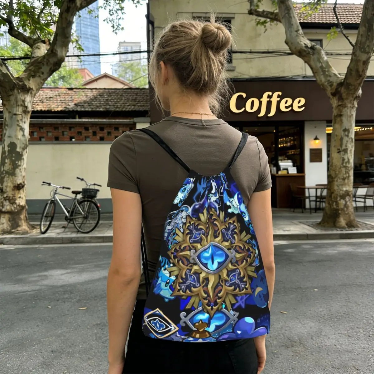 Shadow Milk Cookie Run Kingdom Cute Cartoon Anime Backpacks Portable Drawstring Bags Shoes Bag Book Bags for Man Woman School