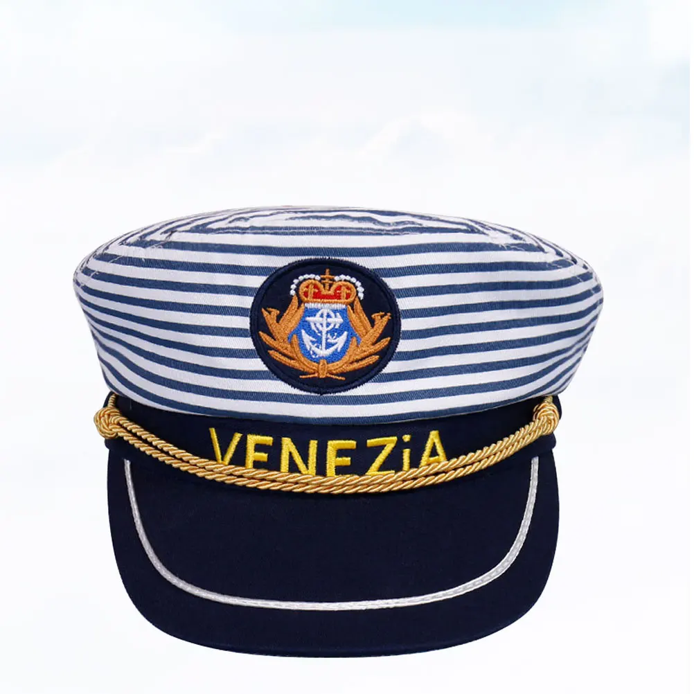 Sombrero de barco adulto del capitán marinero, sombreros para hombres, disfraz a rayas, azul marino, niño