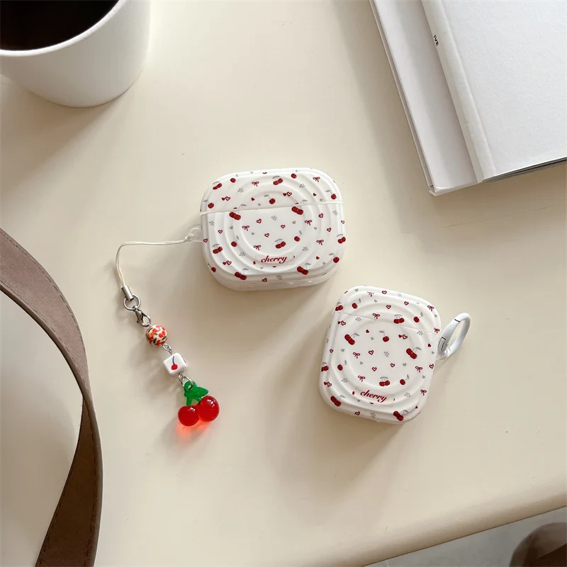 Ripple Cherry Earphone Set with Pendant for Airpods 1 2 3 4 pro pro2