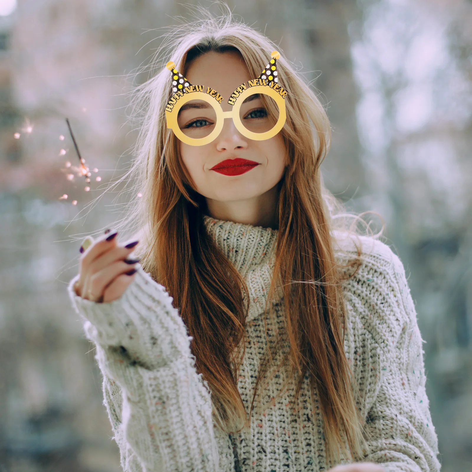 

6 Pcs Funny Glasses Party Fancy New Year Eyewear Celebration Favor 2024 Frames Cheer Props Eyeglasses Happy