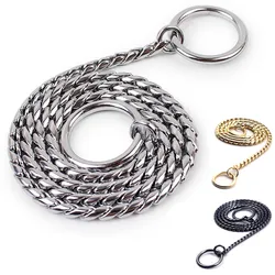 Collar de cadena de cobre chapado en oro, negro y plata para perros, Collar de serpiente de entrenamiento para mascotas con eslabones pesados, Collar antideslizante para mascotas