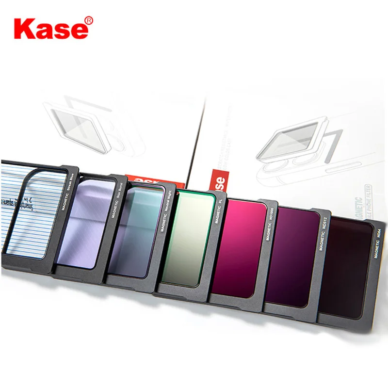 Kase المغناطيسي مربع PL/ND/ستار انفجار/خط أزرق/أسود ضباب/مرشح الليل الطبيعي مع التصحيح المغناطيسي للهواتف الذكية