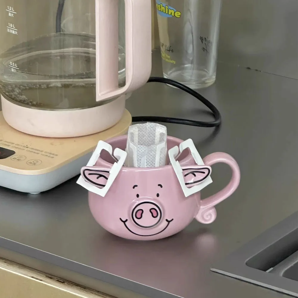 Nordic Pink Pig Shape Ceramic Coffee Mug Ornaments Living Room Kitchen Dining Table Couple Milk Water Cup Crafts Birthday Gifts