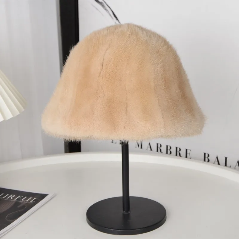 

Fur real wool water fisherman's hat for adult women cold-proof and ear-protecting basin cap thickened with cotton inside