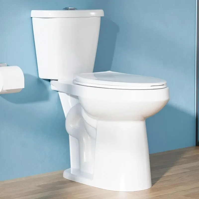 home.21 Inch Extra Tall Toilet for Seniors,  Two-Piece Dual Flush 1.1/1.6 GPF, 12” Rough In,White, Elongated Oval Bowl