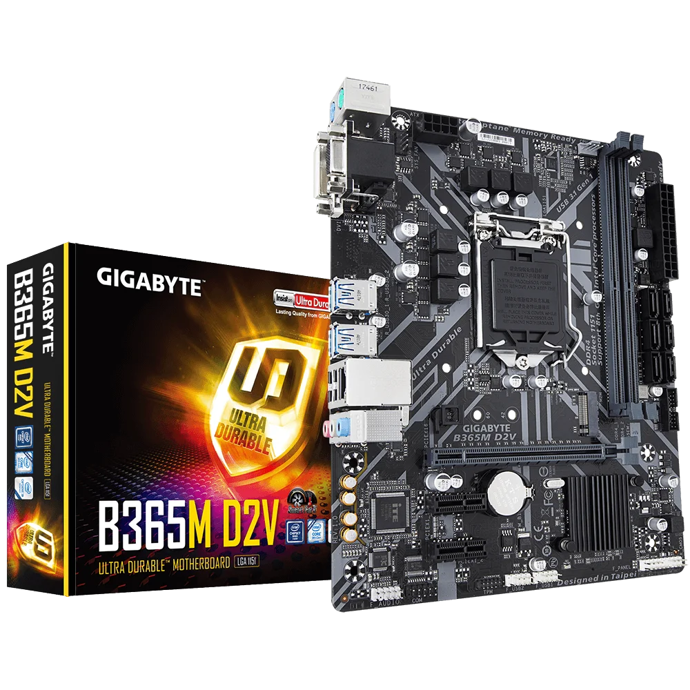 

New GIGABYTE B365M D2V Micro ATX Intel B365 M.2 SSD New 32G Double Channel Support 8 9 Gen LGA 1151 CPU Motherboard