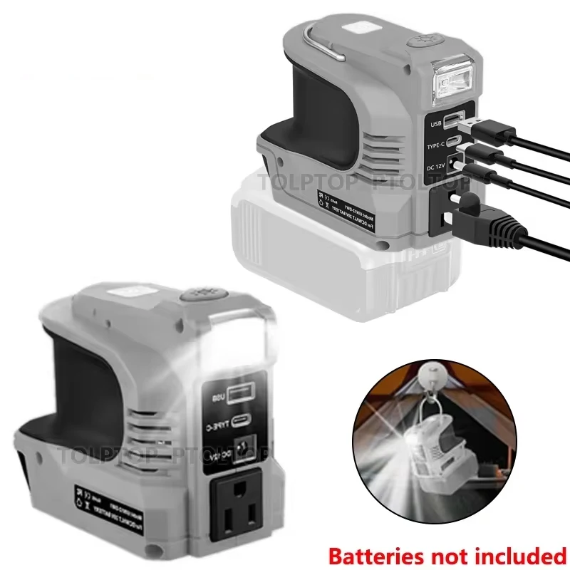 

180W Battery Adapter Replacement for Dewalt Battery with USB&Type-C Fast Charging DC 20V To AC Power Charger 110V/220V Inverter