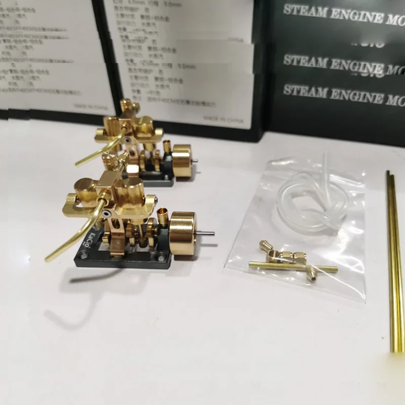 Mini In-line Twin-cylinder Steam Engine Model Engine Retro Model Physics Experiment Toy for within 40cm Retro Boat Models Toy