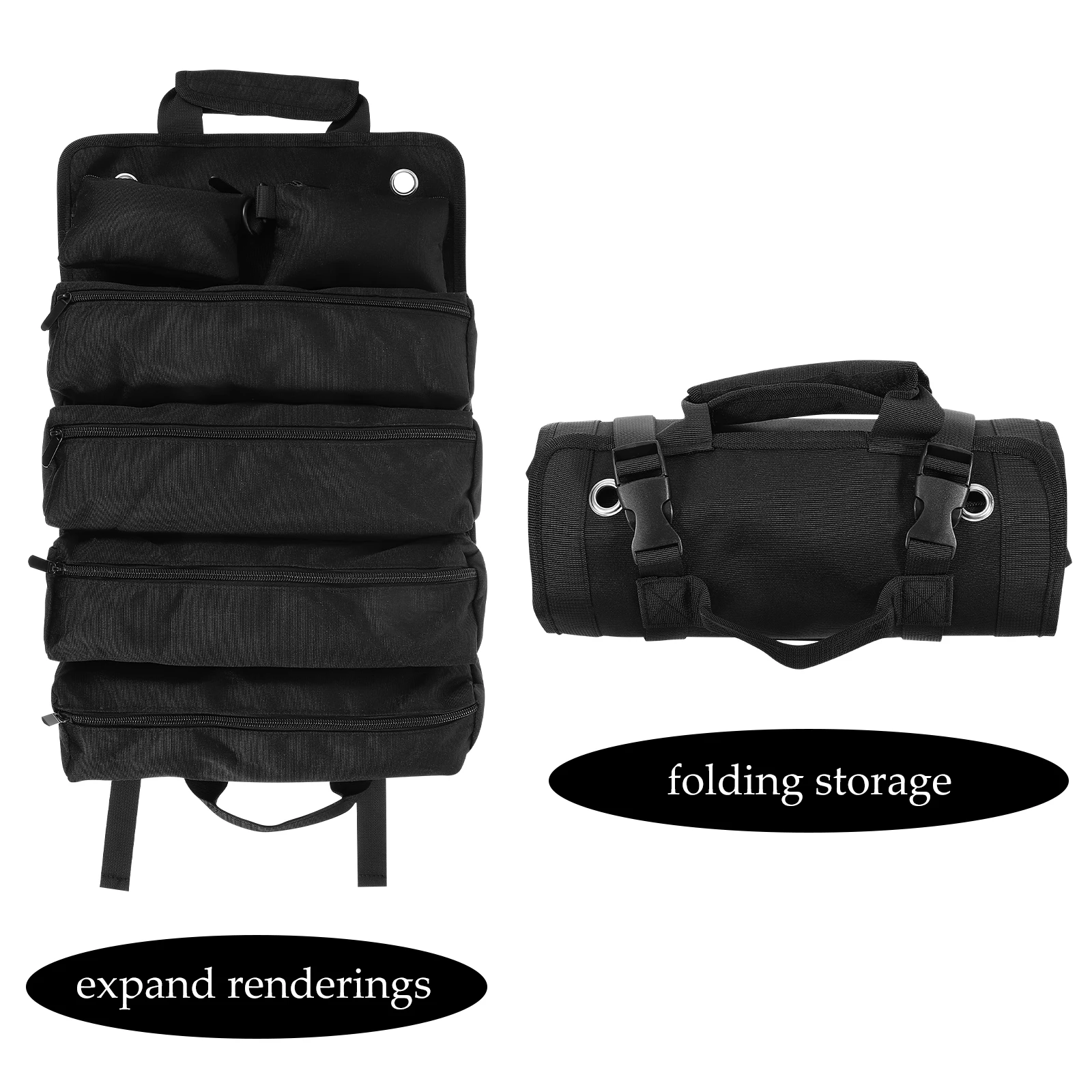 Heavy Duty Tool Roll Bag Multi Compartment Oxford Cloth Tool Pouch Organizer for Workshop Garage Emergency Repair Kit
