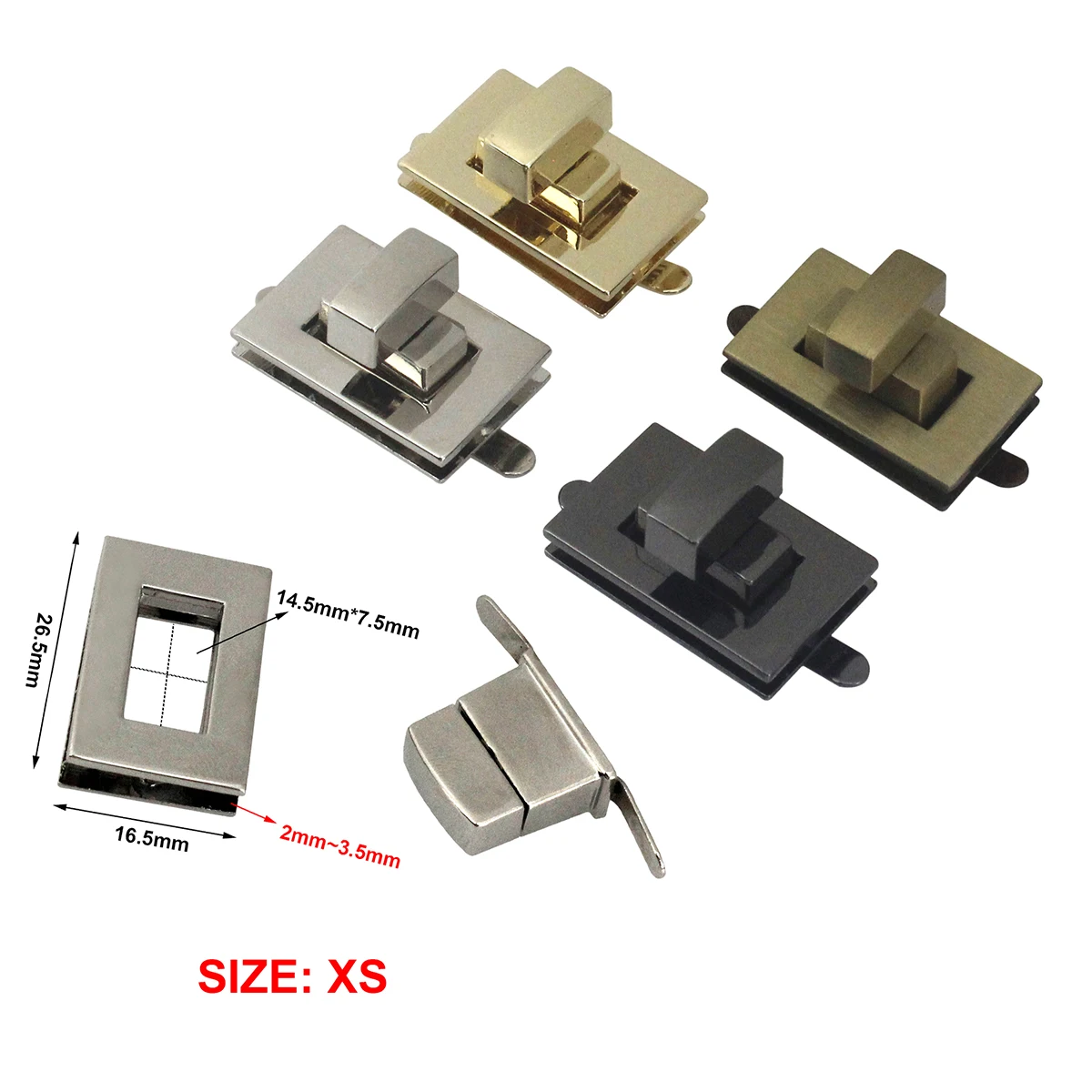Picture 3: 1x Metal Square Tiny Bag Turn Lock Twist Lock Clasp Leather Craft Women Bag Handbag Shoulder Bag Purse DIY Hardware 1-1/16