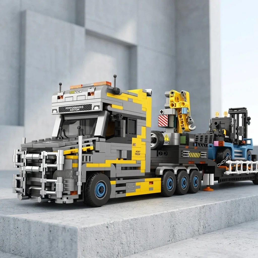 1404PCS Heavy Duty Trailer Building Block Tractor Truck Crane Trailer Forklift Engineering Vehicle Model Bricks Puzzle Toys Gift