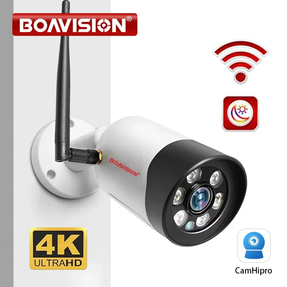 camhipro wireless full color visao noturna para seguranca externa bala cctv protecao slot para cartao tf wifi hd 1080p 5mp 8mp 01