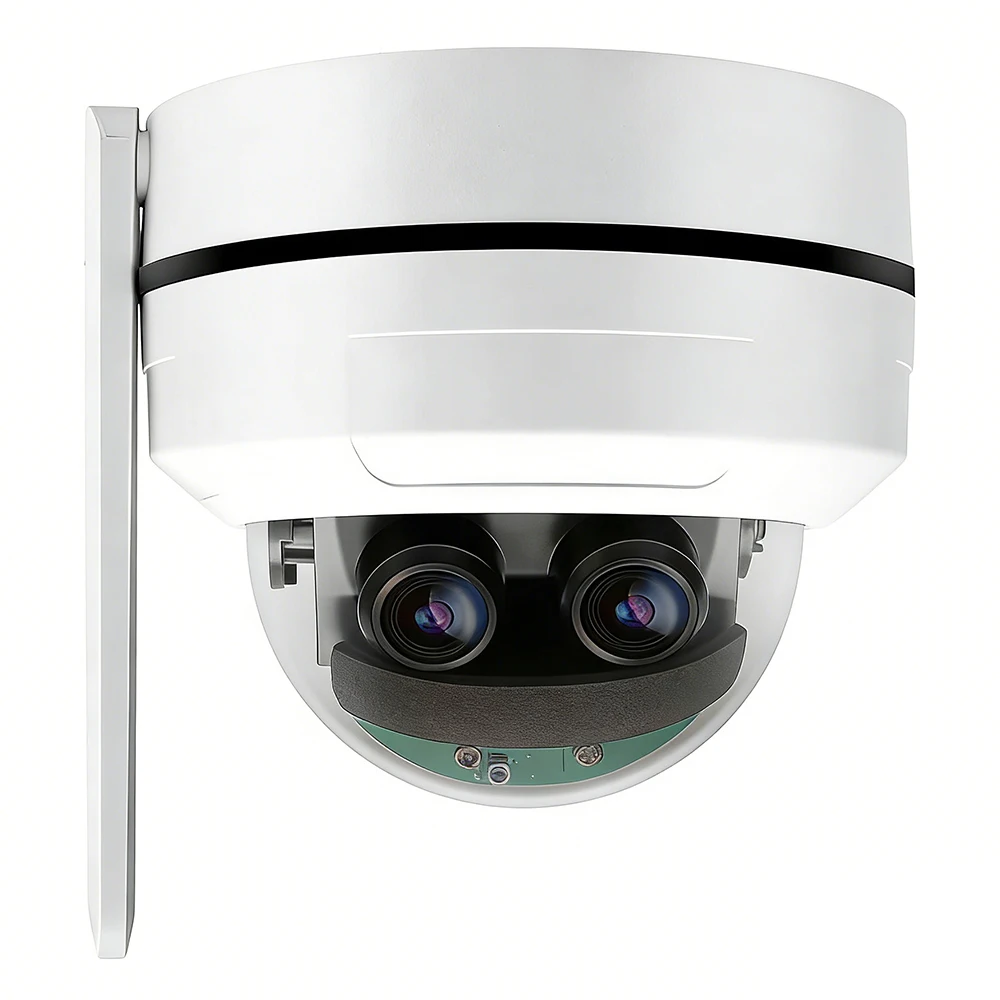Outdoor WiFi Dual Lens Dome IP Camera 4MP+4MP Optical Zoom Auto Tracking Human Vehicle Detect Two-Way Audio Smart Home Security