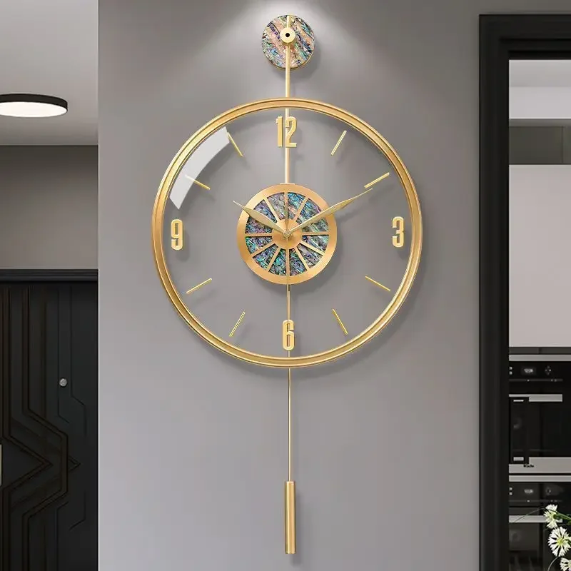 Modern Luxury Wall Clock Metal Clocks Alloy Shell Colored Shell High-end Silent Clocks Wall Watches Living Room Clock Decorative