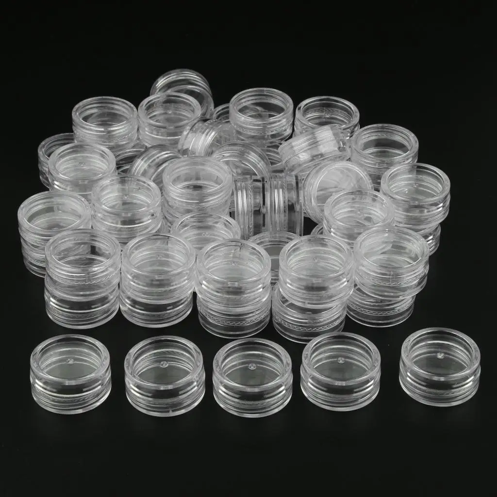 Empty Plastic Pot Jars Refillable Cosmetic Containers with Lids for Skincare Nail Accessories and Beads