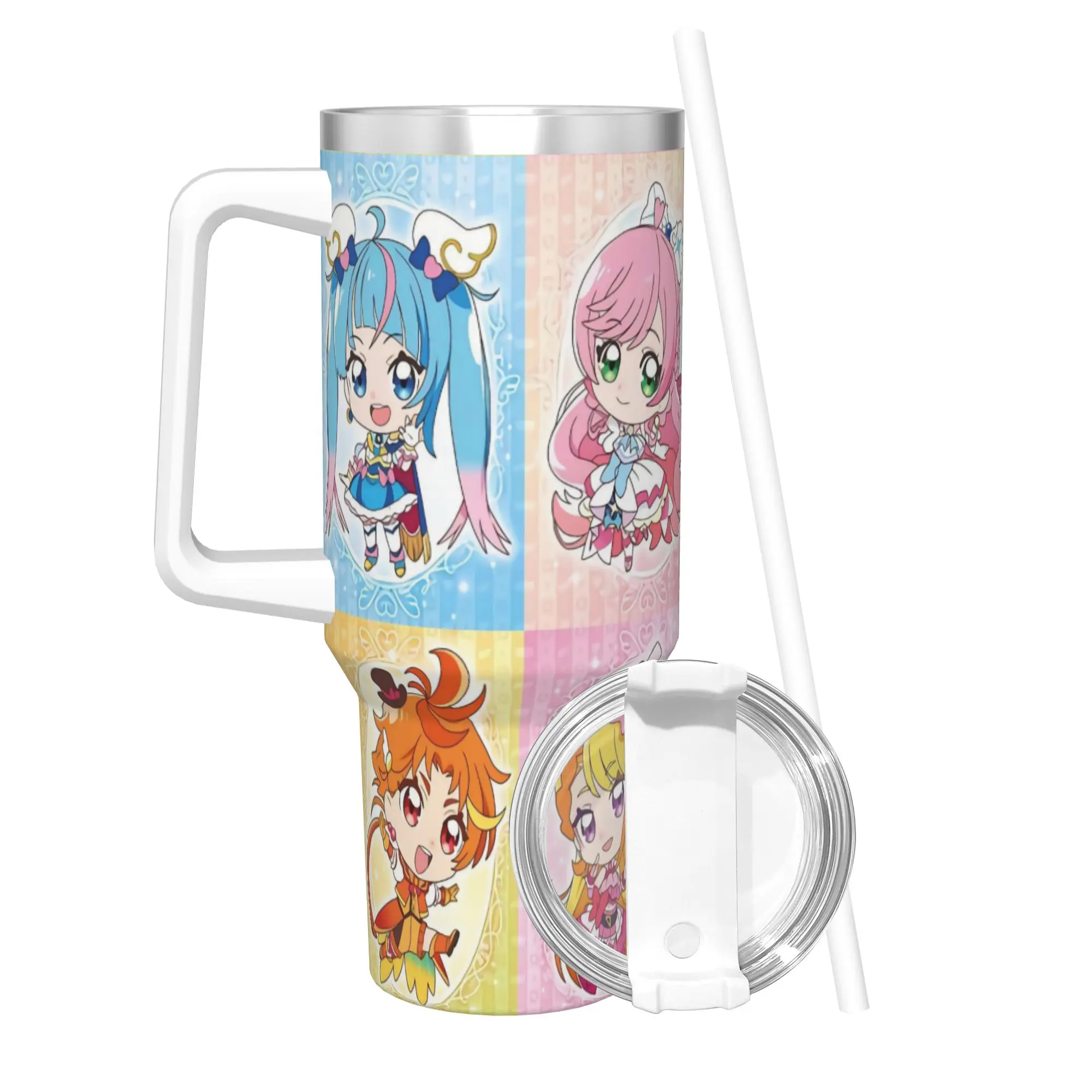 Soaring Sky Pretty Cure Tumbler With Straw  Stainless Steel Mug Cups Double Wall Vacuum Insulated for Cold Or Hot 40oz