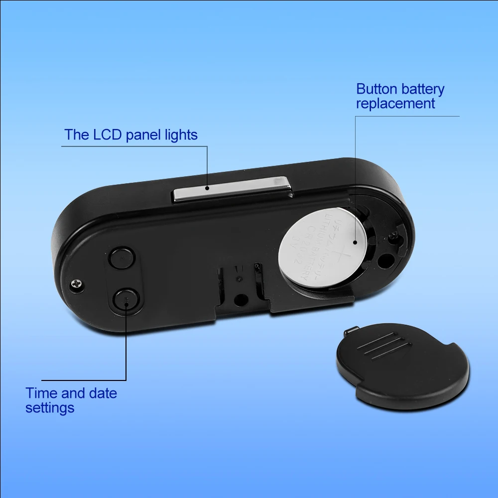 Jam Mobil Jam Digital termometer jam tangan 2 In 1 jam otomatis lampu latar LCD bercahaya tampilan Digital aksesoris gaya mobil