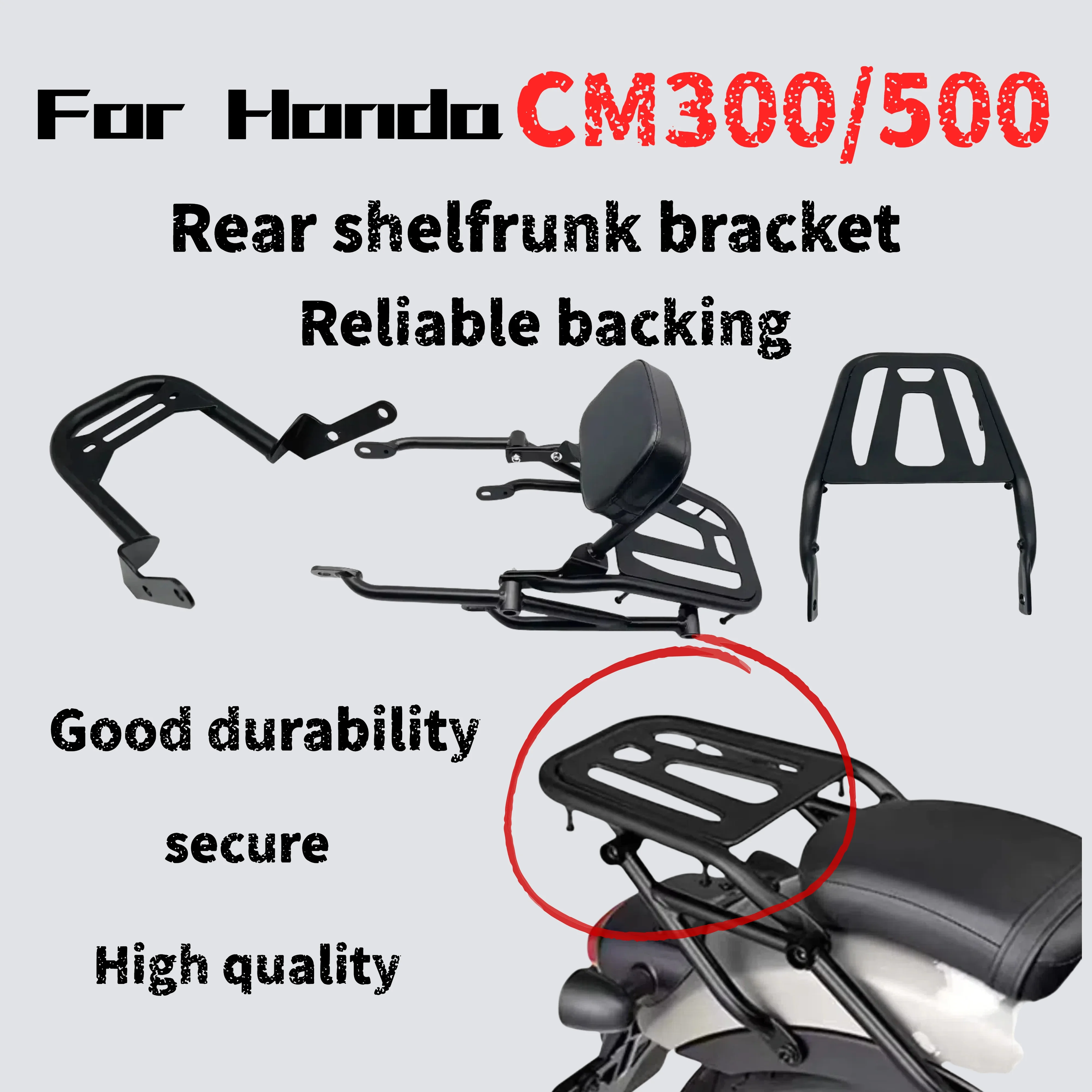 

For Honda CM500 CM300 rear backrest rear shelf modified motorcycle passenger backrest armrest accessories
