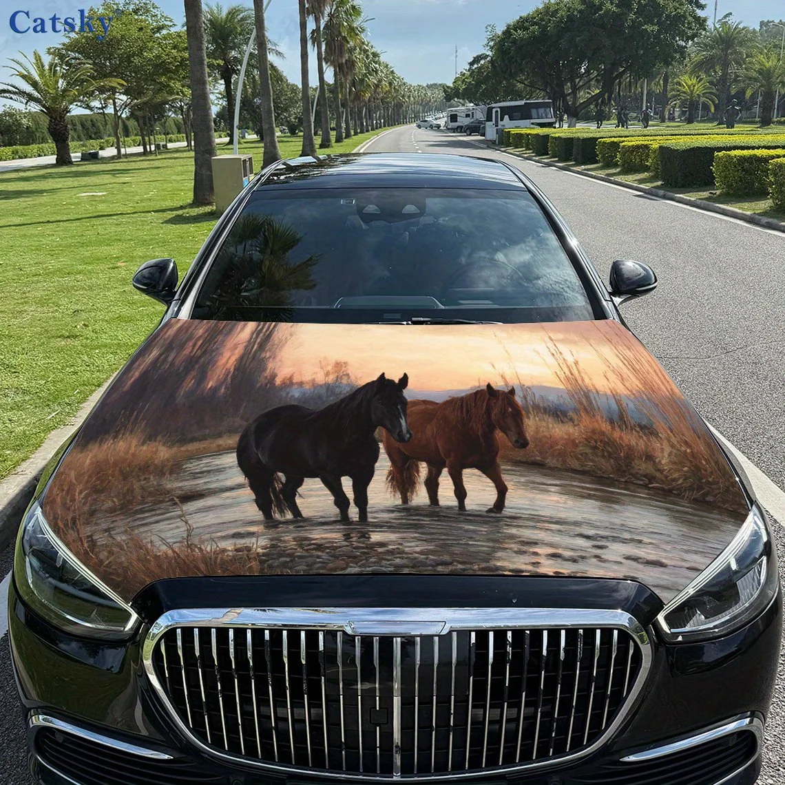 

Gallant horse print,car hood stickers,PVC waterproof Self adhesive car hood sticker,car hood decoration protection stickers,Auto
